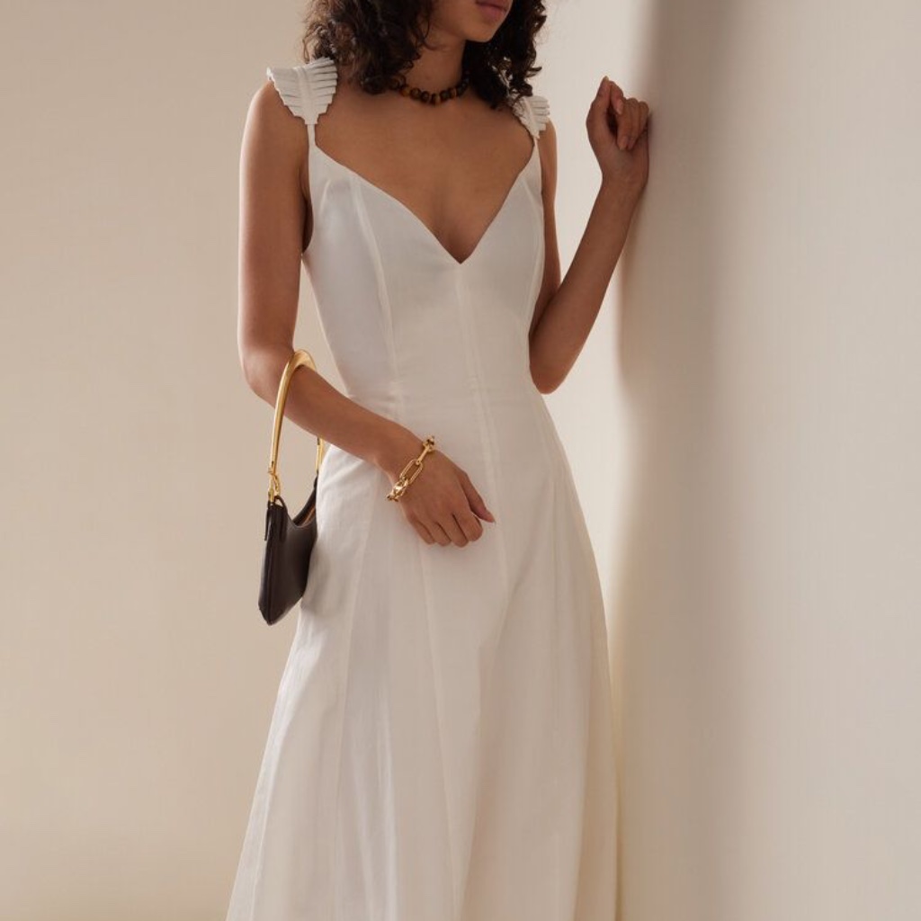 Andrea Iyamah Vola Maxi Dress In Ivory